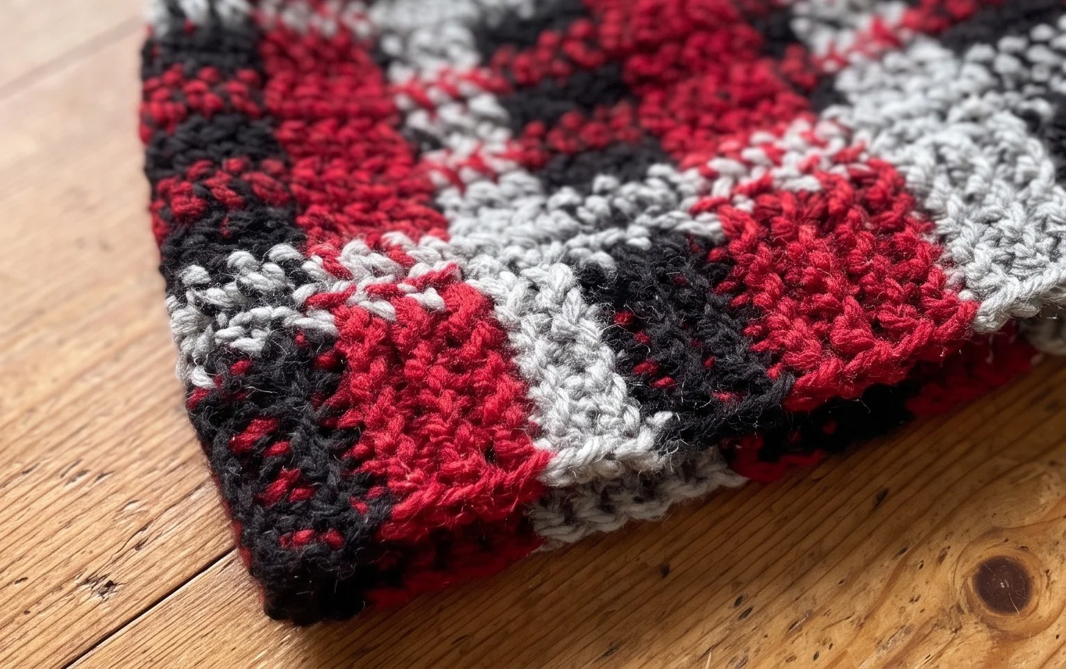 Chunky Plaid Bun Beanie - Winding Road Crochet