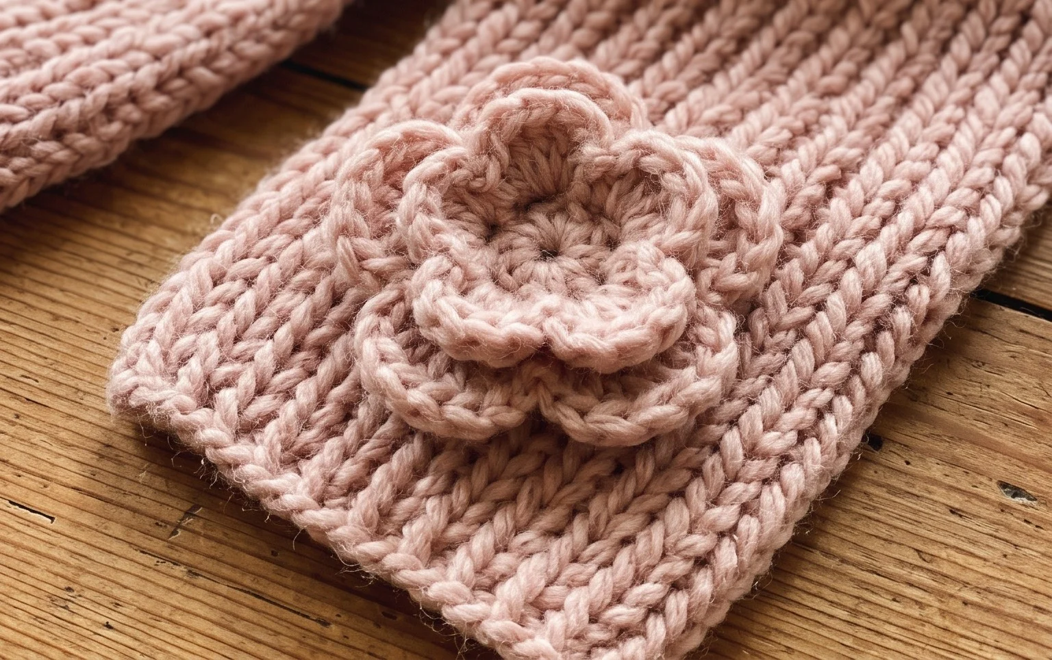 Self-Fastening Flower Scarf Free Knitting Pattern