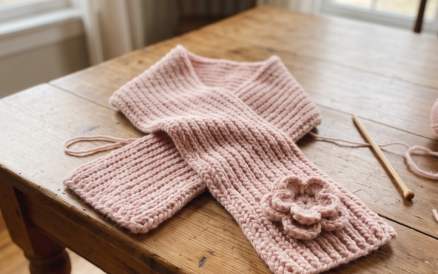 Easy Self-Fastening Flower Scarf: Free Crochet Pattern