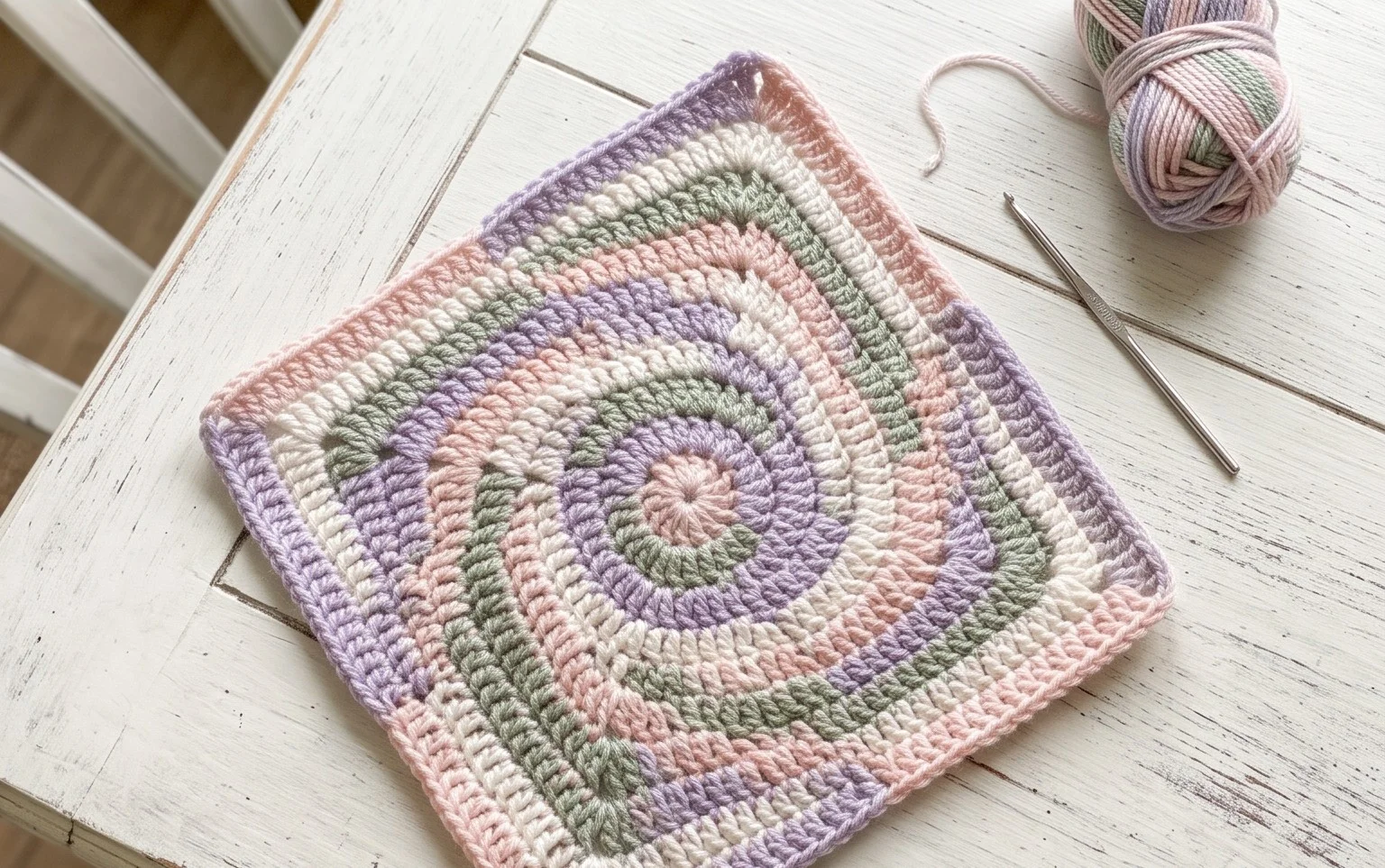 Easy Spiral Granny Square Free Pattern for Beginners